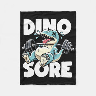 Funny Gym Workout Dinosaur Weight Lifting Gym Dino Fleece Blanket