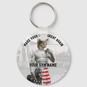 Funny Gym Workout Donald Trump With Dumbbell Key Ring