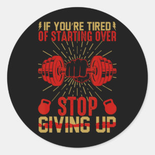 Funny Gym Workout Fitness Bodybuilding Sports Weig Classic Round Sticker