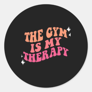 Funny Gym Workout Motivational This Is My Therapy Classic Round Sticker