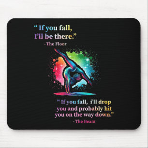 Funny Gymnastics Floor Saying Gymnast Girl Rainbow Mouse Mat