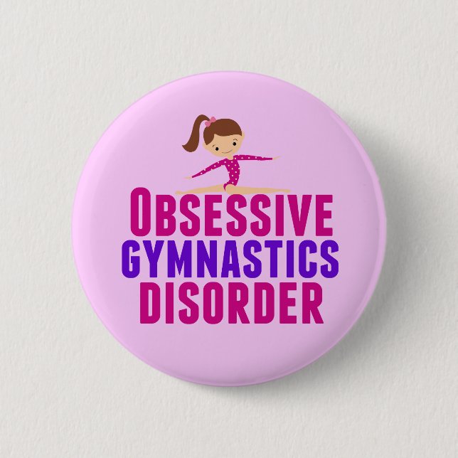 Funny Gymnastics Girl Pink 6 Cm Round Badge (Front)