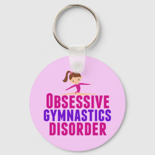 Funny Gymnastics Girl Pink Key Ring