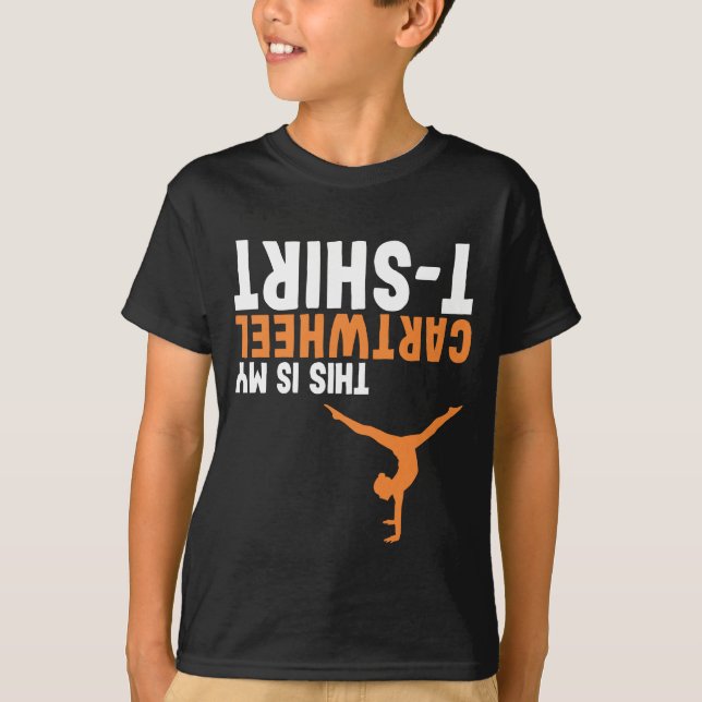 Funny Gymnastics Girl Workout Exercise Cartwheel T-Shirt (Front)