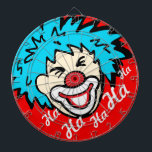 Funny ha ha graphic clown dart board<br><div class="desc">A unique clown dart board in red and red. Designed to motivate you to throw better darts! Ha ha ha. Produced by Sarah Trett. Would look great in a kids bedroom,  bar,  games room or circus tent.</div>