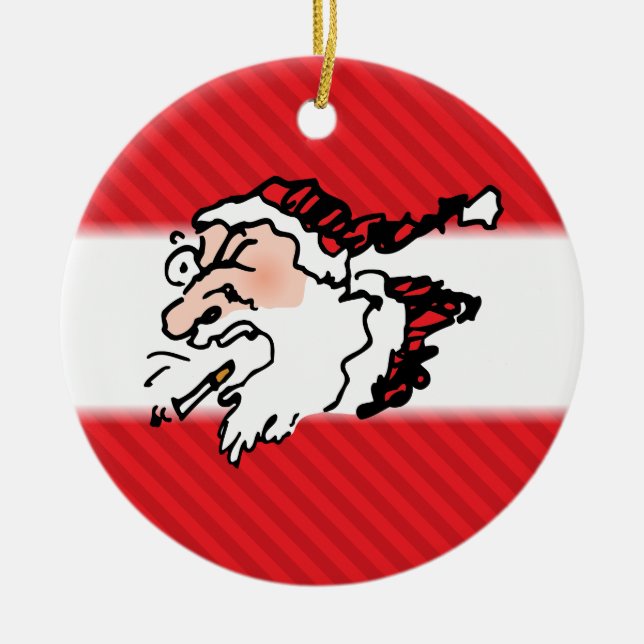 Funny Hackin Smoker Santa Ornament (Front)