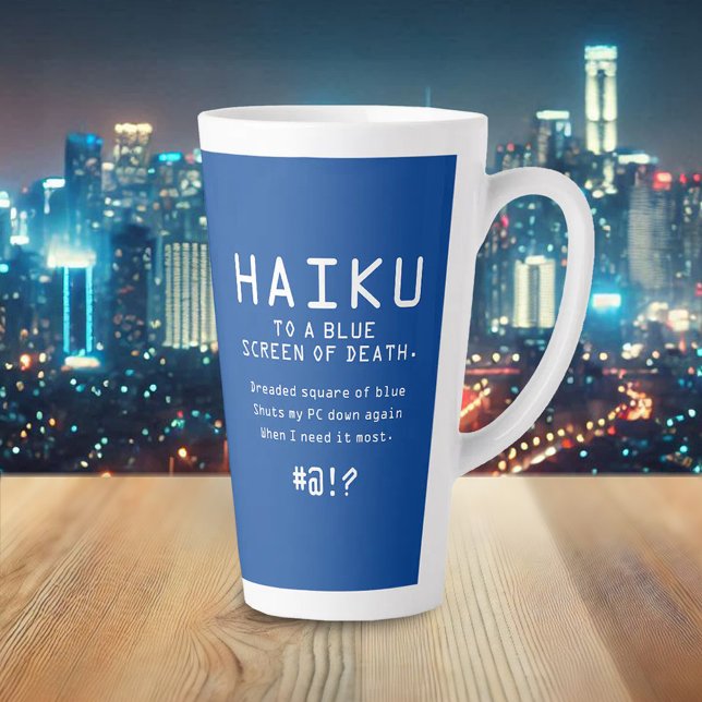 Funny Haiku to the Blue Screen of Death Latte Mug (Haiku to a Blue Screen of Death Tall Latte Mug Cover Photo)