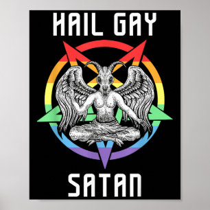Funny Hail Gay Satan Lgbt Goth Gay Pride Baphomet  Poster