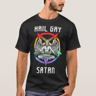 Funny Hail Gay Satan LGBT Goth Gay Pride Baphomet T-Shirt