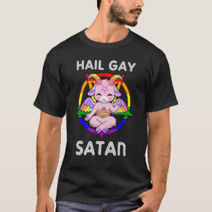 Funny Hail Gay Satan LGBT Goth Gay Pride Baphomet T-Shirt