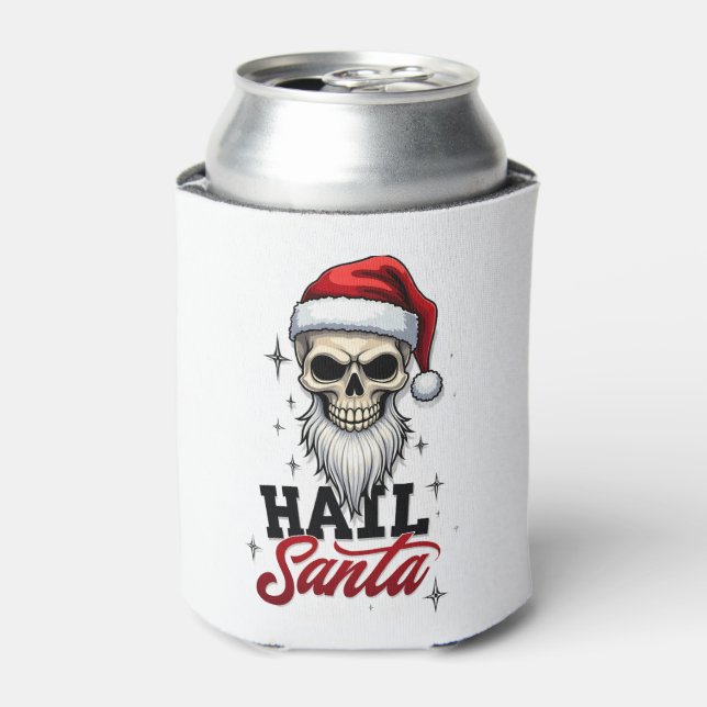 Funny Hail Santa Claus Skull Skeleton Antichrist C Can Cooler (Can Front)