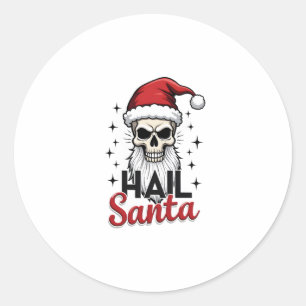 Funny Hail Santa Claus Skull Skeleton Antichrist C Classic Round Sticker