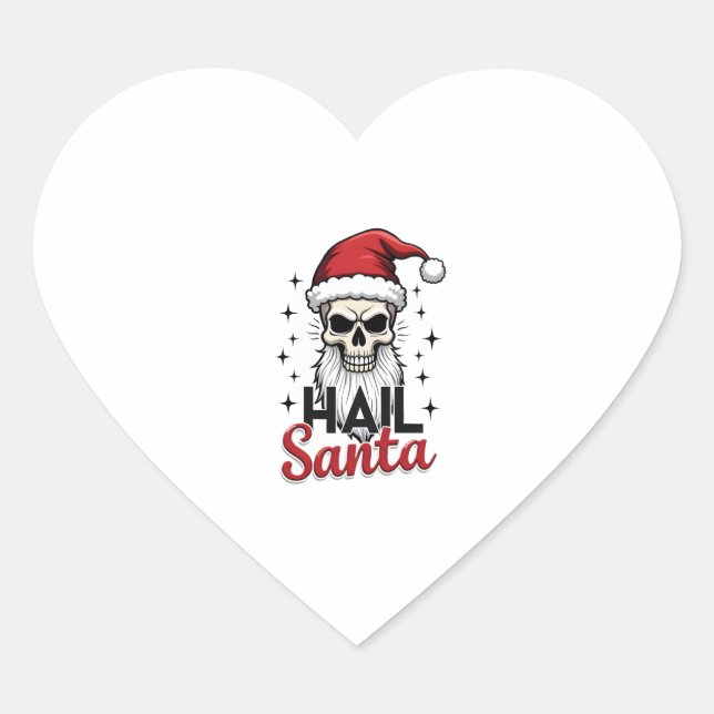 Funny Hail Santa Claus Skull Skeleton Antichrist C Heart Sticker (Front)