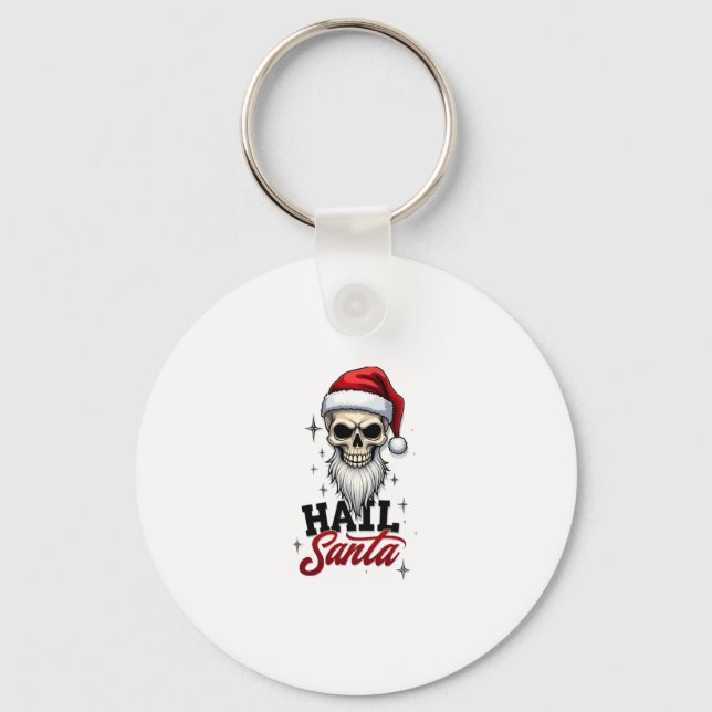 Funny Hail Santa Claus Skull Skeleton Antichrist C Key Ring (Front)