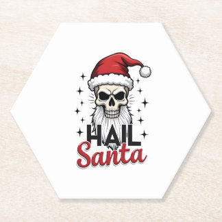 Funny Hail Santa Claus Skull Skeleton Antichrist C Paper Coaster