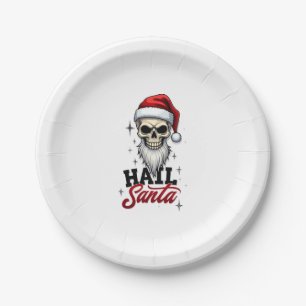 Funny Hail Santa Claus Skull Skeleton Antichrist C Paper Plate