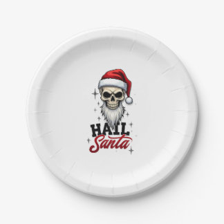 Funny Hail Santa Claus Skull Skeleton Antichrist C Paper Plate