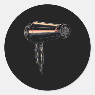 Funny hair dryer graphic costume classic round sticker