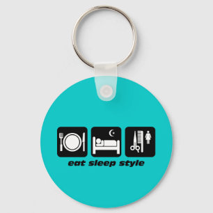 Funny hair stylist key ring