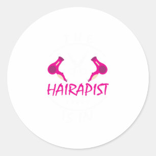 Funny Hairdresser Hairstylist Gift The Hairapist Classic Round Sticker