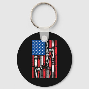 Funny hairdresser hairstylist salon owner patrioti key ring