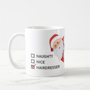 Funny Hairdresser naughty nice Christmas Mug