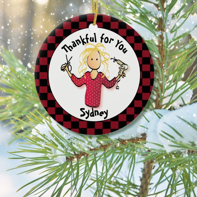Funny Hairdresser Small Gift Thank You Beautician Ceramic Tree Decoration (Creator Uploaded)
