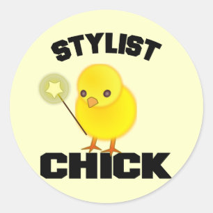 Funny Hairstylist Chick Classic Round Sticker