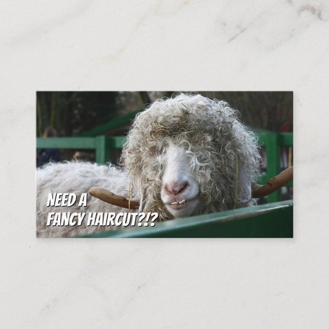 Funny hairstylist fancy new haircut specialist business card (Front)