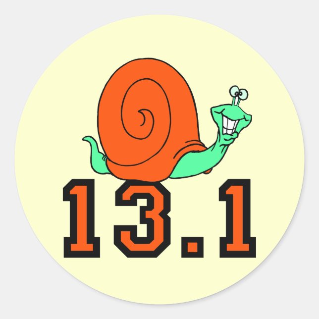 Funny half marathon classic round sticker (Front)