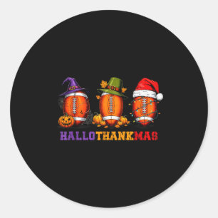 Funny Hallothankmas Football Halloween Thanksgivin Classic Round Sticker
