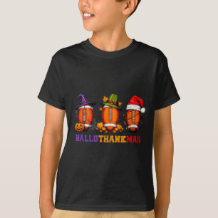 Funny Hallothankmas Football Halloween Thanksgivin T-Shirt