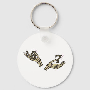 Funny Halloween 6 7 Meme Skeleton Hands Key Ring