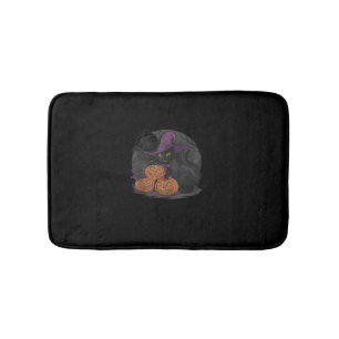 Funny Halloween And Black Cat On Pumpkin _2 Bath Mat