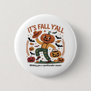 Funny Halloween Autumn Cute It’s Fall Y’all Pumpki 6 Cm Round Badge