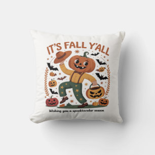 Funny Halloween Autumn Cute It’s Fall Y’all Pumpki Cushion