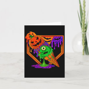 Funny Halloween Baseball Ice Cream Drip Boys Girls Card