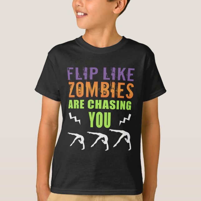 Funny Halloween Based Gymnastics Design Flip like T-Shirt (Front)