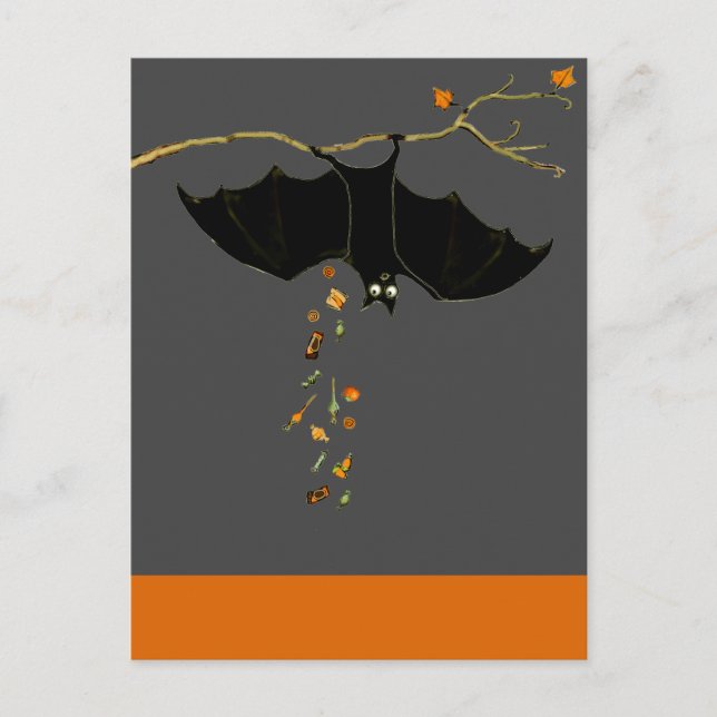 Funny Halloween Bat Postcard (Front)
