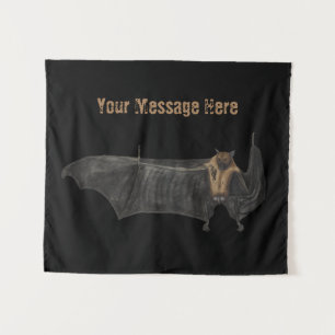 Funny Halloween Bats Say No to Covid Black Tapestry