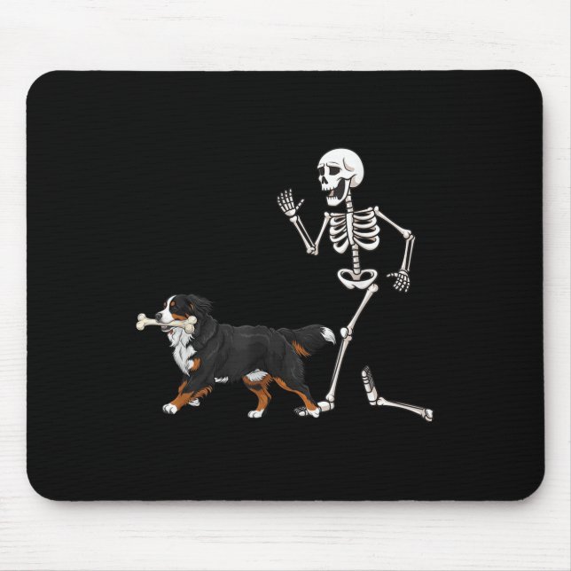 Funny Halloween Bernese Mountain Dog And Skeleton  Mouse Mat (Front)