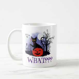 Funny Halloween Bewitched Black Cat What? Coffee Mug
