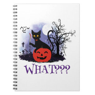 Funny Halloween Bewitched Black Cat What? Notebook