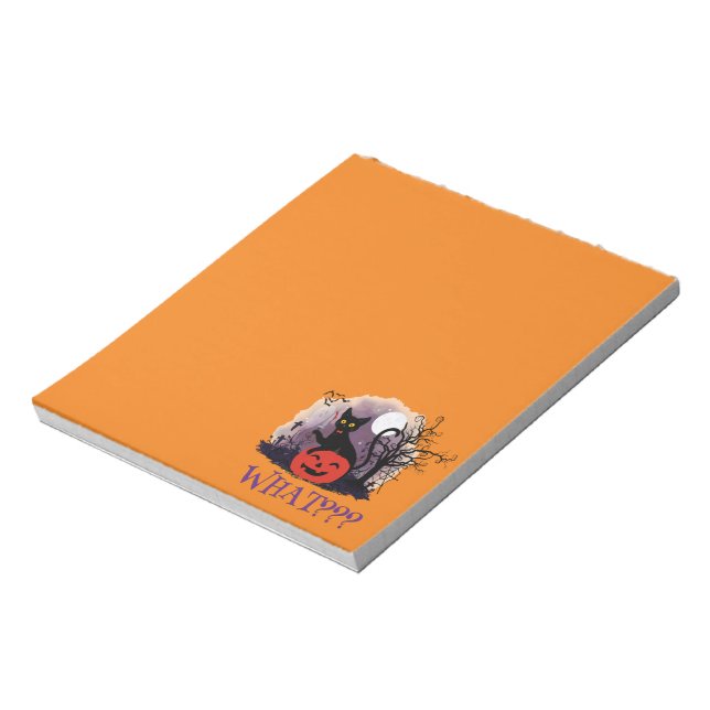 Funny Halloween Bewitched Black Cat What? Notepad (Rotated)