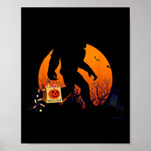 Funny Halloween Bigfoot Trick Or Treating Full Moo Poster
