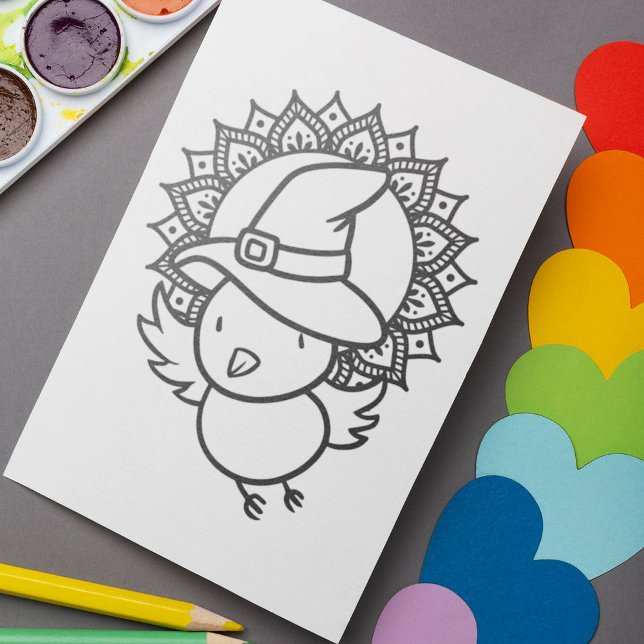 Funny Halloween Bird Colouring Page Poster (Creator Uploaded)