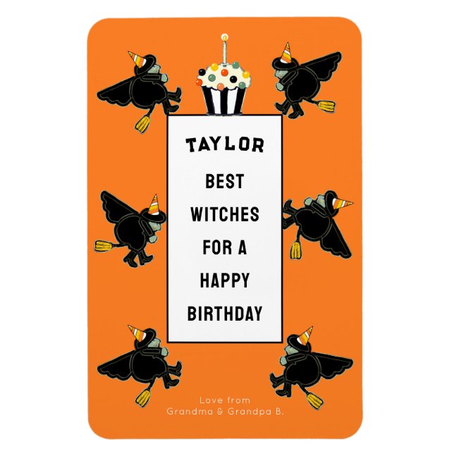 Funny Halloween Birthday Personalized Card Magnet (Vertical)