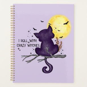 Funny Halloween Black Cat and Magical Moon Planner