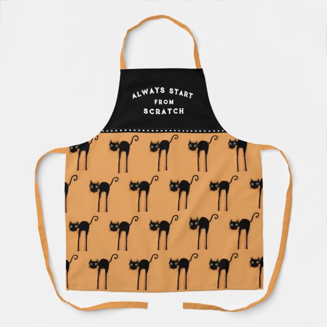 Funny Halloween Black Cat Apron (Front)