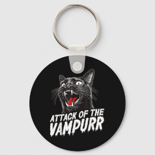 Funny Halloween Black Cat Cats Vampire Attack Of Key Ring